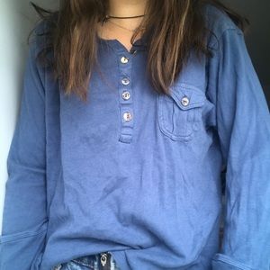 Vintage Blue Button Up Top!!